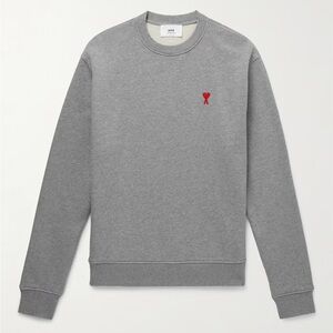 AMI PARIS Grey Logo-Embroidered 100% Cotton-Jersey Sweatshirt Sz Med NWOT